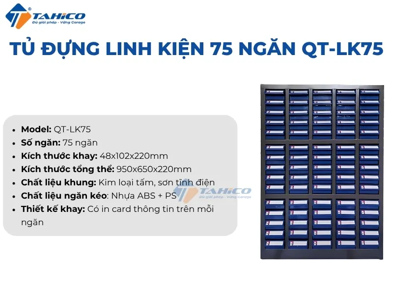 Tủ đựng linh kiện QT-LK75N2 | 75 ngăn 2 cánh