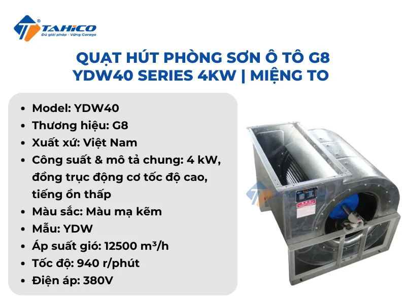Quạt hút phòng sơn ô tô G8 YDW40 Series 4kw | Miệng to