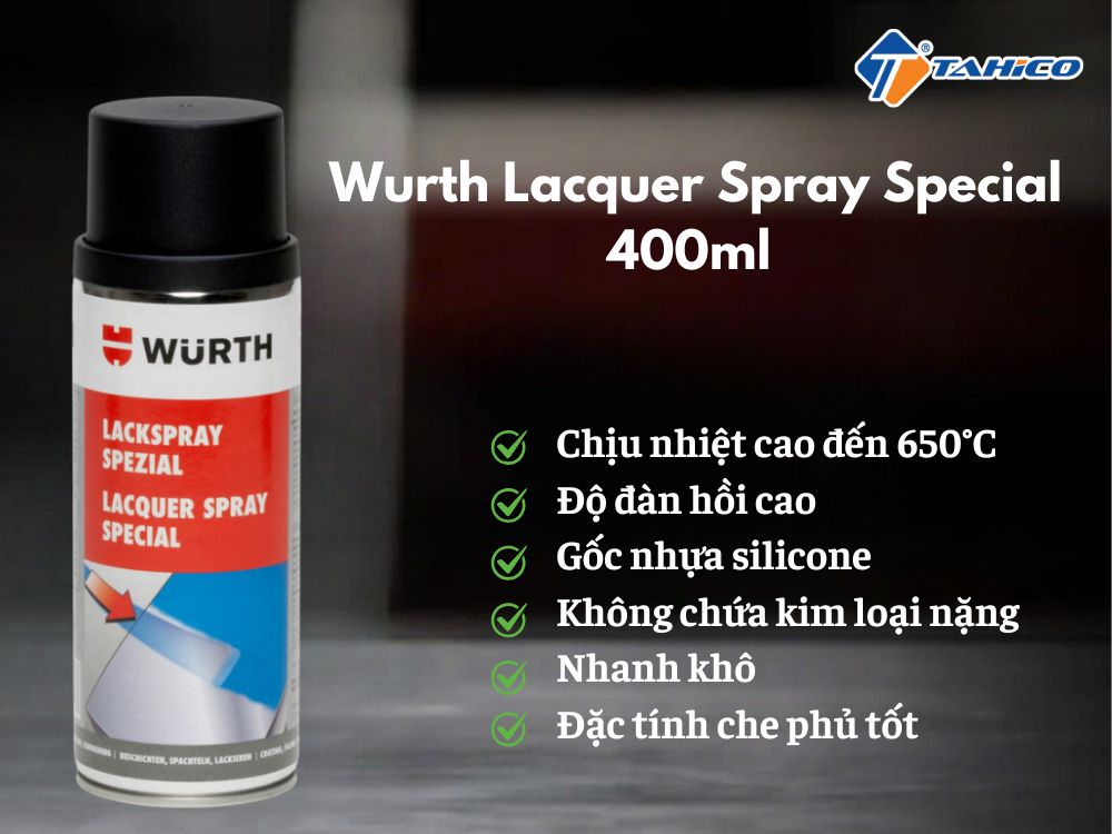 Sơn chịu nhiệt Wurth Lacquer Spray Special 400ml