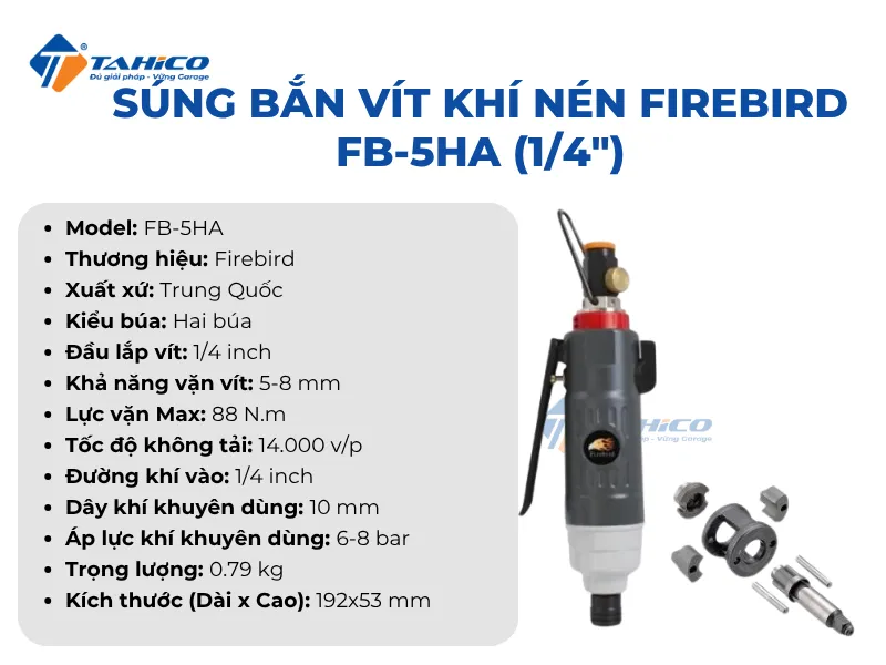 Súng bắn vít khí nén Firebird FB-5HA (1/4")