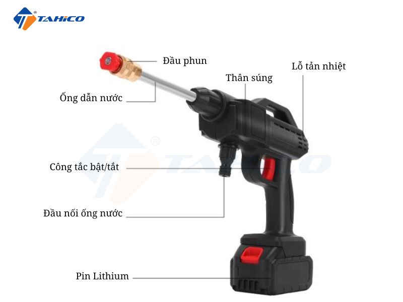 Súng phun nước rửa xe áp suất cao không dây