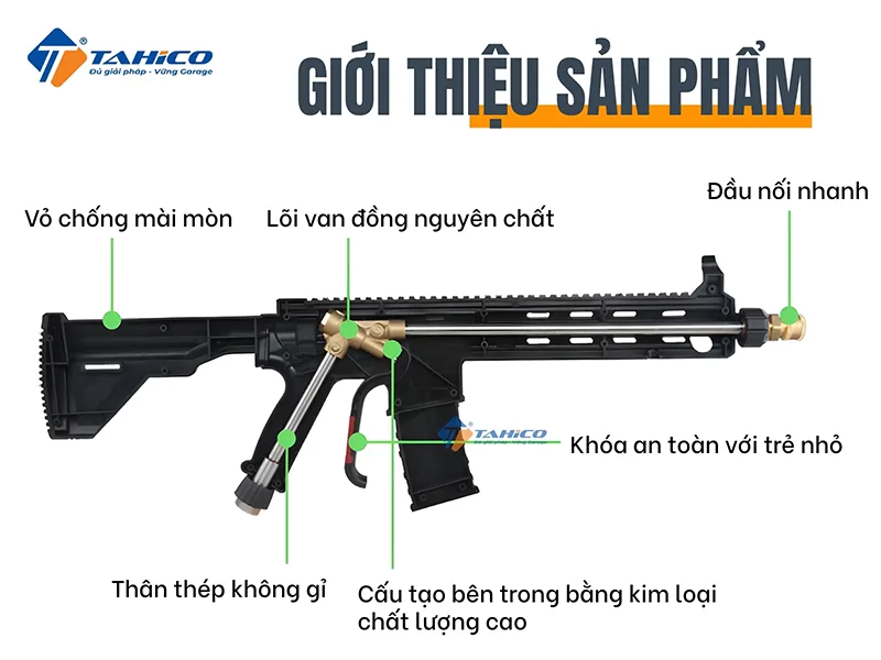 Đặc điểm tính năng súng rửa xe cao áp 5000 PSI dạng súng trường