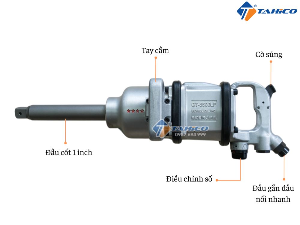 Súng vặn bu lông bằng hơi Vessel GT-5500LF (1 inch)