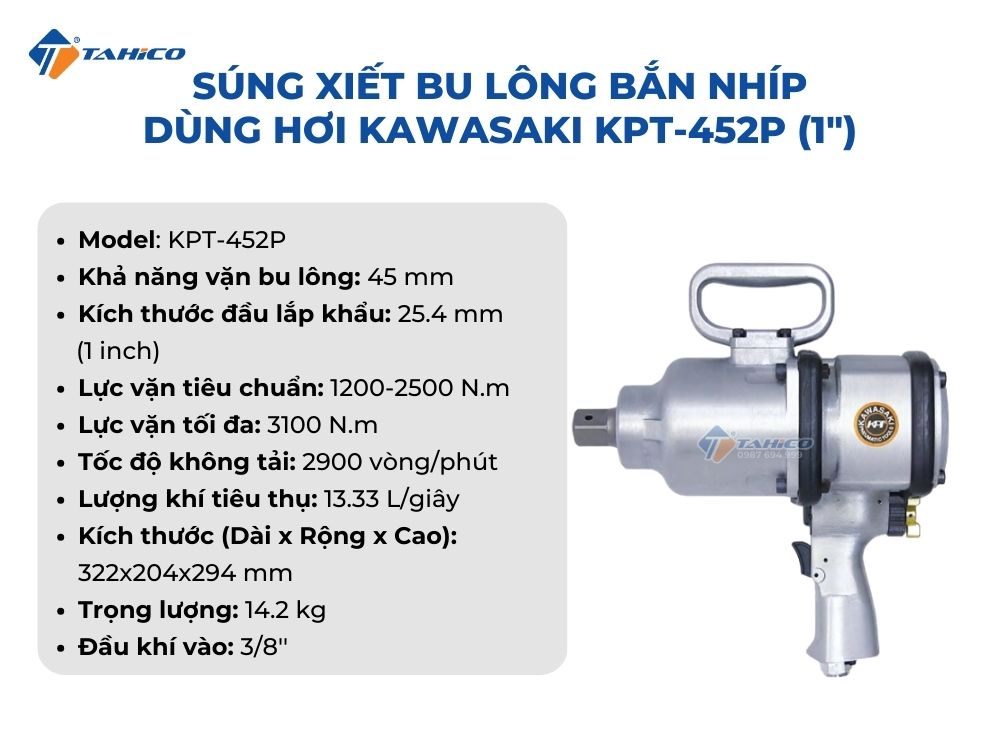 Đặc điểm Kawasaki KPT-452P và KPT-452PL (1")