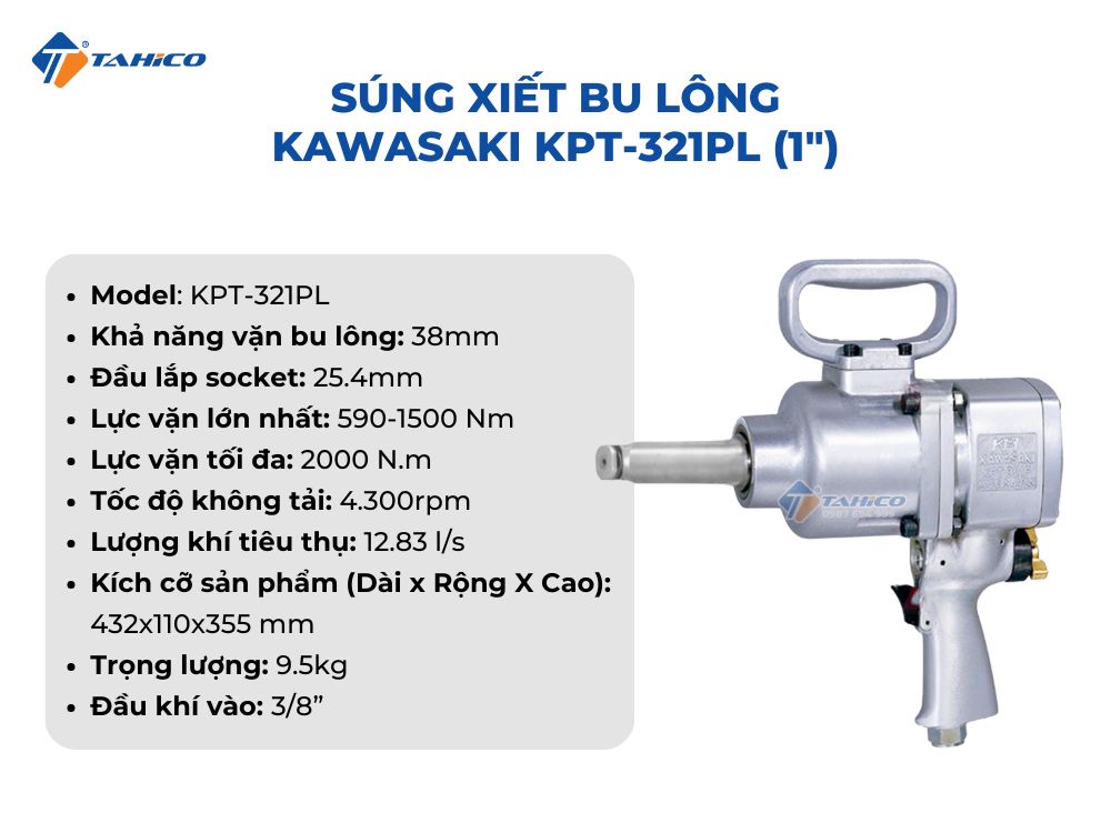 Súng xiết bulong Kawasaki KPT-321P và KPT-321PL (1 inch)