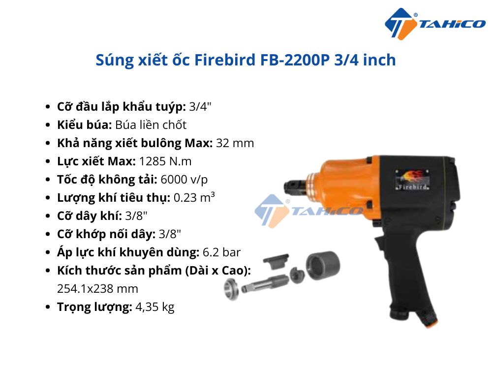Đặc điểm súng xiết ốc Firebird FB-2200PFB/FB-2200P-6 34 inch