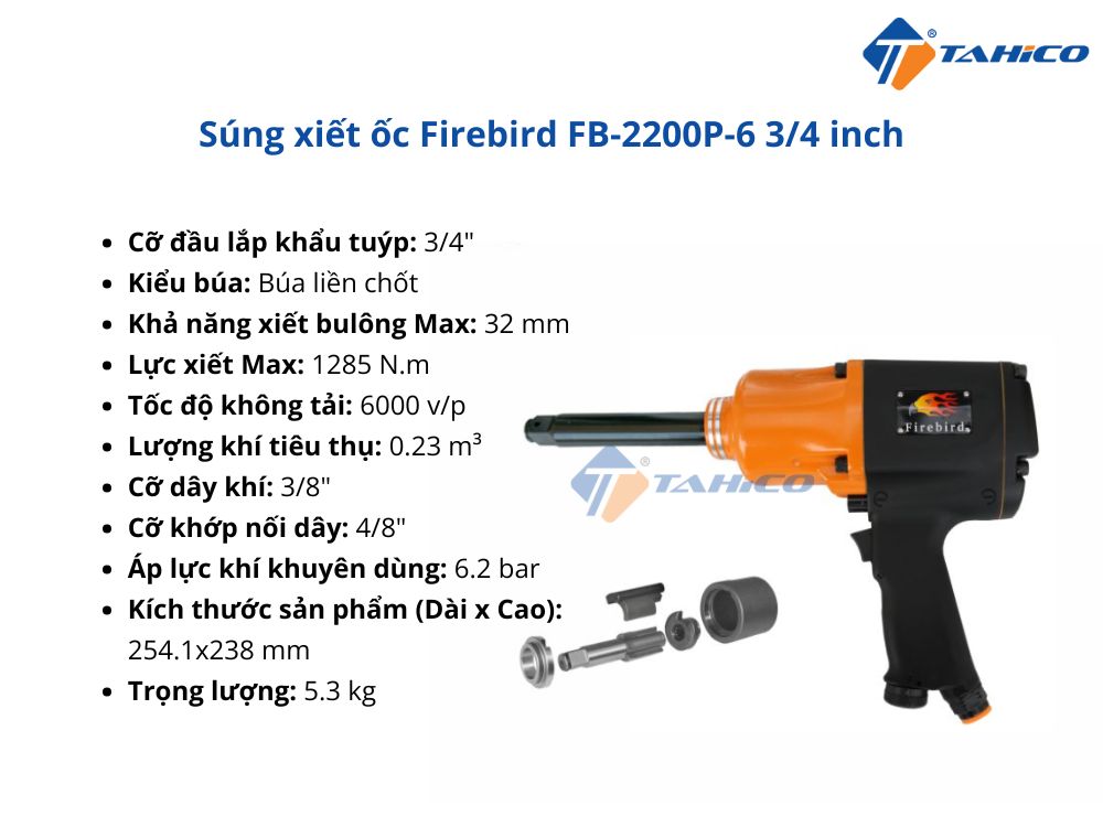 Súng xiết ốc Firebird FB-2200P-6 3/4 inch
