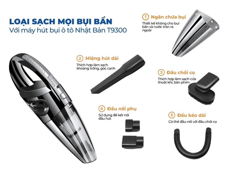 Các loại đầu hút bụi ô tô chuyên dụng Nhật Bản