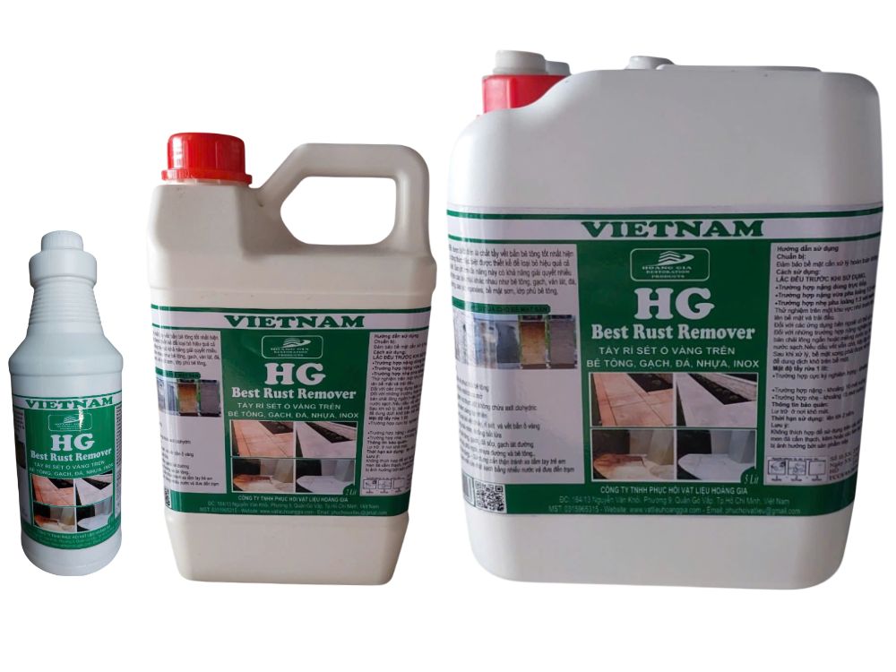 Tẩy rỉ sét ố vàng sàn bê tông, nền gạch HG Best Rust Remover