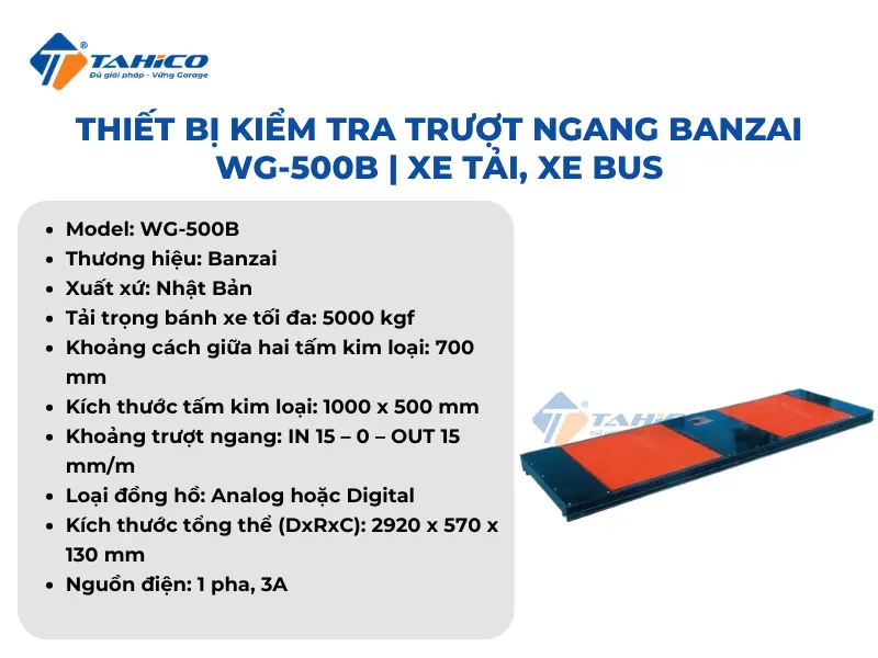 Thiết bị kiểm tra trượt ngang Banzai WG-500B | Xe tải, xe bus