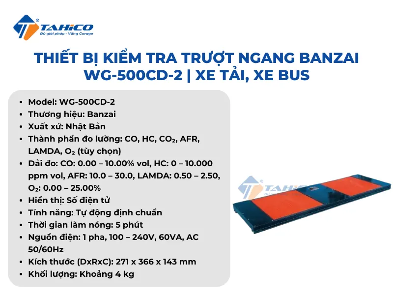 Thiết bị kiểm tra trượt ngang Banzai WG-500CD-2 | Xe tải, xe bus
