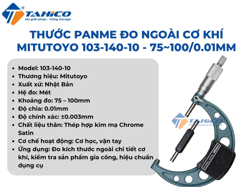 Hình ảnh sản phẩm Thước panme đo ngoài cơ khí Mitutoyo 103-140-10 - 75~100/0.01mm