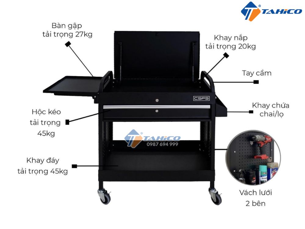 Tủ di động 1 hộc kéo CSPS 79cm | Màu đen