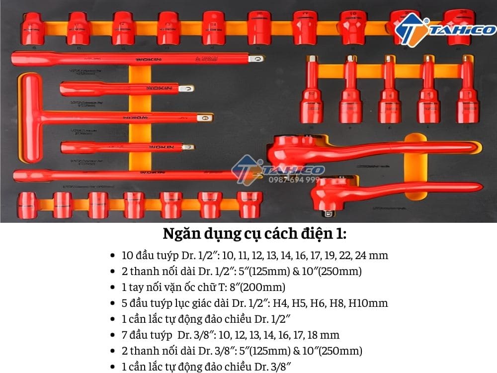 Tủ dụng cụ cách điện Wokin 569967 69 chi tiết