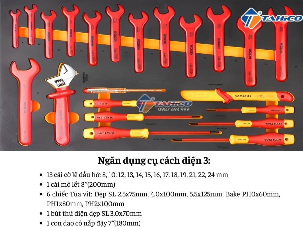 Tủ dụng cụ cách điện Wokin 569967 69 chi tiết