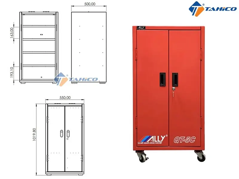 Tủ đựng đồ nghề ALLY QT-5C 2 cánh 5 ngăn