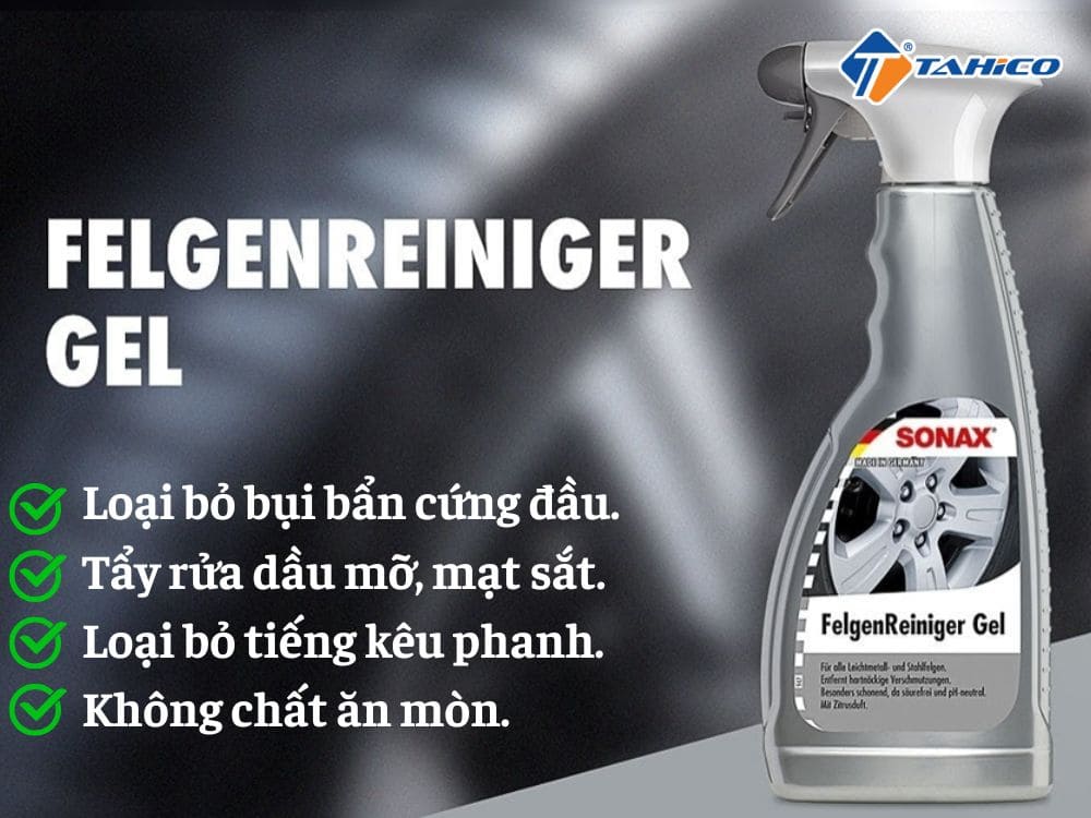 Vệ sinh mâm vành Sonax FelgenReiniger Gel 429200 500ml